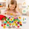 42-teiliges Fädelspiel aus Holz für Kinder – buntes Motorikspiel mit Tieren, Obst & Gemüse, Lernspielzeug mit Schnüren, Stäben & Aufbewahrungsbeutel