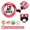2er Fahrradklingel-Set „I Love My Bike“ mit Stickern & Schraubendreher – für Kinder, Jugendliche & Erwachsene
