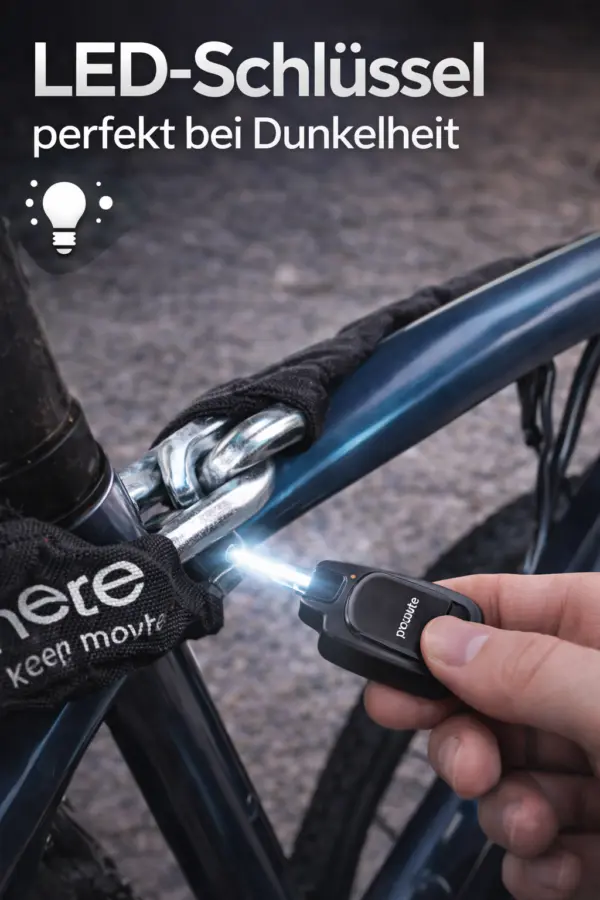 FahrradE-BikeRollerScooterKinderwagen – Sicherheitsstufe 7+ mit LED Schlüssel – Stahl Schloss Fahrrad/E-Bike/Roller/Scooter/Kinderwagen Kettenschloss 90cm Prophete – Sicherheitsstufe 7+ mit LED Schlüssel – Stahl Schloss