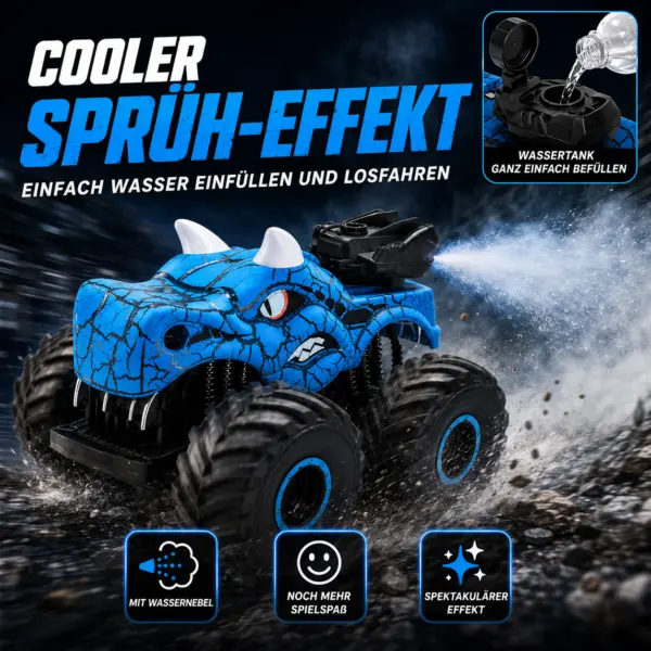 Ferngesteuertes Stunt-Auto mit Sprühfunktion & LED-Licht – 2.4 GHz RC Monstertruck, 360° Drehung, Allrad-Stuntfahrzeug für Kinder ab 6 Jahren