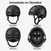 Schutzhelm Größe M – matter Fahrradhelm mit Belüftung, verstellbarem Drehverschluss und gepolstertem Kinnriemen – Fahrrad, E-Scooter und Skateboard