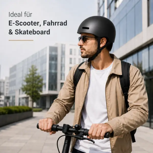 Schutzhelm Größe M – matter Fahrradhelm mit Belüftung, verstellbarem Drehverschluss und gepolstertem Kinnriemen – Fahrrad, E-Scooter und Skateboard