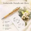 Elegantes Gastgeschenk-Set zur Hochzeit und anderen Fersten– „Schön, dass du da bist“ mit Bambus-Stift, Trockenblumen & Organzabeutel