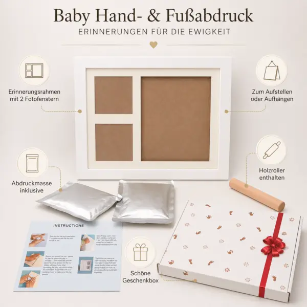 Baby Hand- & Fußabdruck Bilderrahmen Set – Erinnerungen für die Ewigkeit
