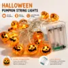 Halloween Lichterkette mit 20 LED Kürbissen Batterie Halloween Lichterkette mit 20 LED Kürbissen – 3 m batteriebetriebene Kürbis-Lichterkette mit warmweißem Licht – Dekoration für Fenster, Tisch und mehr