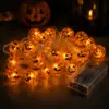 Halloween Lichterkette mit 20 LED Kürbissen leuchtend Halloween Lichterkette mit 20 LED Kürbissen – 3 m batteriebetriebene Kürbis-Lichterkette mit warmweißem Licht – Dekoration für Fenster, Tisch und mehr