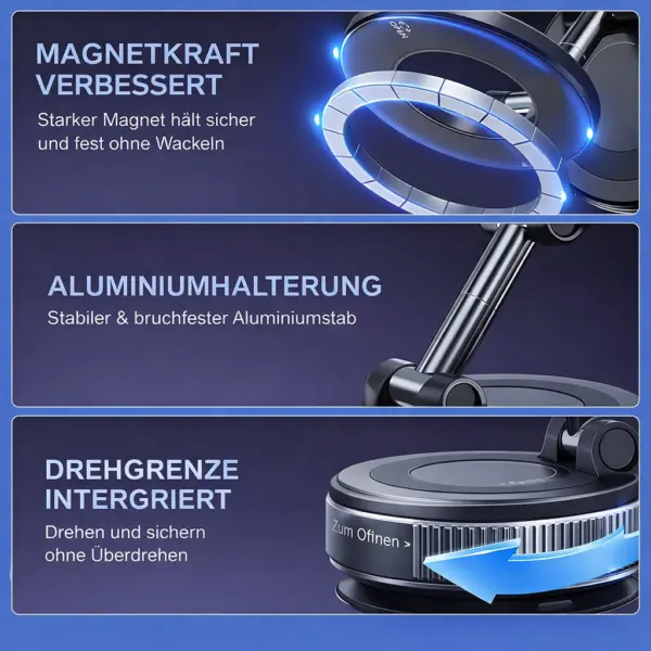 Magnetische Handyhalterung – Starker Saugnapf & 360° Drehung – Universal Smartphone Halter für Auto, Tisch & Zuhause