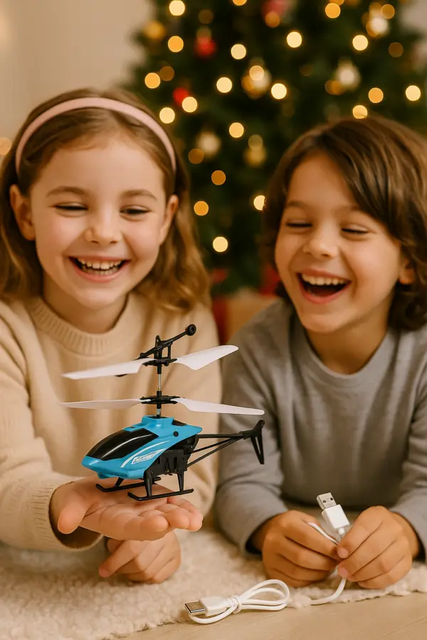 Induktions Hubschrauber mit USB-Ladekabel – Flugspielzeug mit LED-Licht, Indoor & Outdoor Spielzeug für Kinder