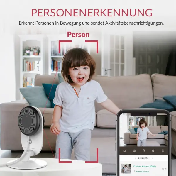 Innenkamera mit KI-Personenerkennung, Nachtsicht, 2-Wege-Audio, App & microSD-Speicher YI Home 2K Pro WLAN Kamera – 2 Innenkameras mit KI-Personenerkennung, Nachtsicht, 2-Wege-Audio, App & microSD-Speicher