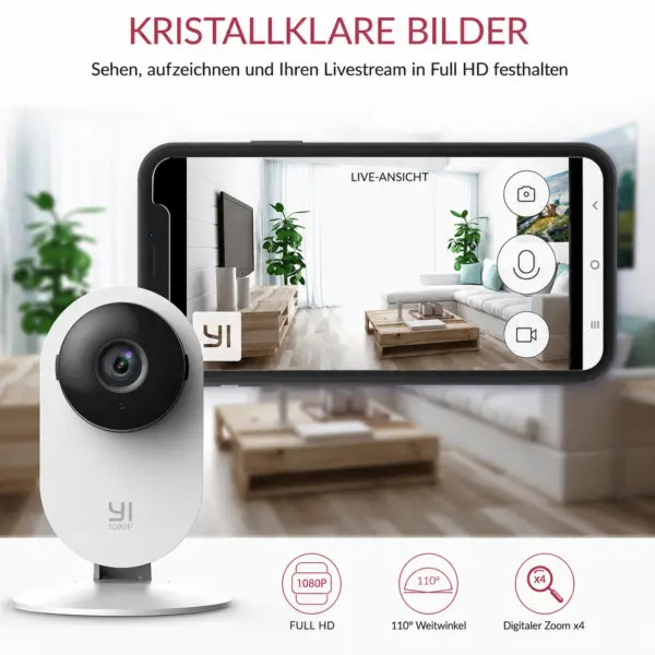 Kamera – 2K Innenkamera mit KI-Personenerkennung, Nachtsicht, 2-Wege-Audio, App & microSD-Speicher YI Home 2K Pro WLAN Kamera – 2 Innenkameras mit KI-Personenerkennung, Nachtsicht, 2-Wege-Audio, App & microSD-Speicher