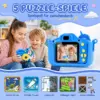 Kinderkamera Einhorn Blau – 20 MP, 1080P HD-Video, 32 GB Speicherkarte, Spiele & Silikonhülle