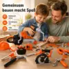 Kinder Werkzeugset ab 3 Jahren, großes Spielzeug-Werkzeugset mit elektrischer Kettensäge, Bohrmaschine & Kreissäge