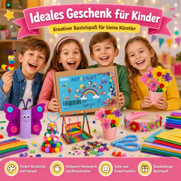 Bastelset Kreativset 1500+ Teile – großer Bastelspaß für kleine Künstler
