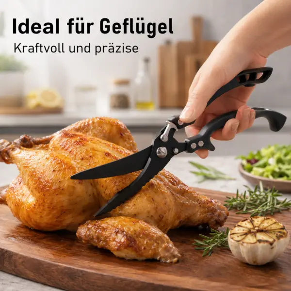 Multifunktionale Küchenschere 25,5 cm – kräftige Geflügelschere für Fleisch, Fisch, Kräuter & Gemüse – Ergonomischer Griff, rutschfest & rostfrei