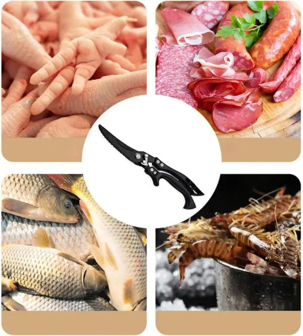 Multifunktionale Küchenschere 25,5 cm – kräftige Geflügelschere für Fleisch, Fisch, Kräuter & Gemüse – Ergonomischer Griff, rutschfest & rostfrei