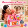 Montessori Haus Spielzeug ab 18 Monaten – Lernspielzeug mit Musik, Formen, Telefon, Xylophon, Steckspiel & Motorik-Spielhaus für Kleinkinder, Rosa