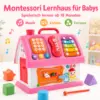 Montessori Haus Spielzeug ab 18 Monaten – Lernspielzeug mit Musik, Formen, Telefon, Xylophon, Steckspiel & Motorik-Spielhaus für Kleinkinder, Rosa