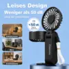 Linawee 3-in-1 Handventilator USB wiederaufladbar, 5 Stufen, 1800 mAh, leise, faltbar, mit LED-Display, Trageband, Schwarz