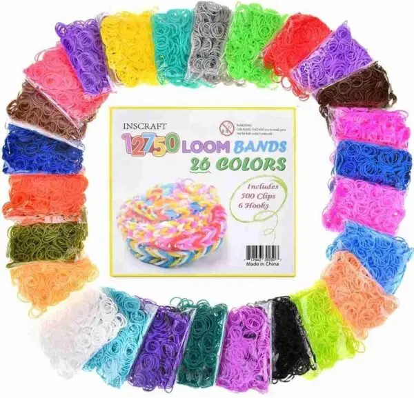 Loom Bands Set 12750-teilig, 26 Farben, inklusive 500 Clips & 6 Häkelnadeln – Kreativset für Armbänder, Ringe und DIY Schmuck
