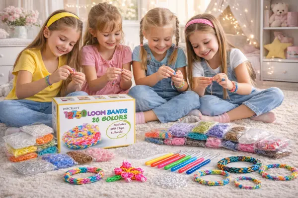 Loom Bands Set 12750-teilig, 26 Farben, inklusive 500 Clips & 6 Häkelnadeln – Kreativset für Armbänder, Ringe und DIY Schmuck