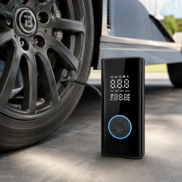 Luftkompresor Bild 2 Akku-Luftkompressor tragbar bis 150 PSI – digitale elektrische Luftpumpe mit LCD-Display, LED-Licht, Auto-Abschaltung und 12-V-Autokabel