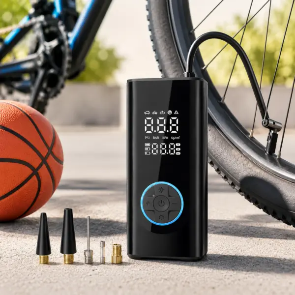 Luftkompresor Fahrrad Akku-Luftkompressor tragbar bis 150 PSI – digitale elektrische Luftpumpe mit LCD-Display, LED-Licht, Auto-Abschaltung und 12-V-Autokabel
