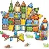 Magnetbausteine Dinosaurier Set – 54 Teile (42 Magnetblöcke + 12 Dino-Figuren) – Magnetisches Konstruktionsspielzeug für Kinder ab 3 Jahren