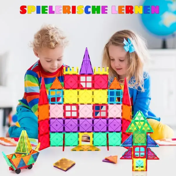 Magnetbausteine Kinder Magnetische Bausteine Kinder 50 Teile – Magnetspielzeug ab 3 Jahren, Konstruktionsspielzeug mit starken Magneten, Lernspielzeug für Mädchen & Jungen