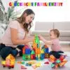 Magneten Bausteine Magnetische Bausteine Kinder 50 Teile – Magnetspielzeug ab 3 Jahren, Konstruktionsspielzeug mit starken Magneten, Lernspielzeug für Mädchen & Jungen
