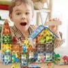 Magnetbausteine Dinosaurier Set – 54 Teile (42 Magnetblöcke + 12 Dino-Figuren) – Magnetisches Konstruktionsspielzeug für Kinder ab 3 Jahren