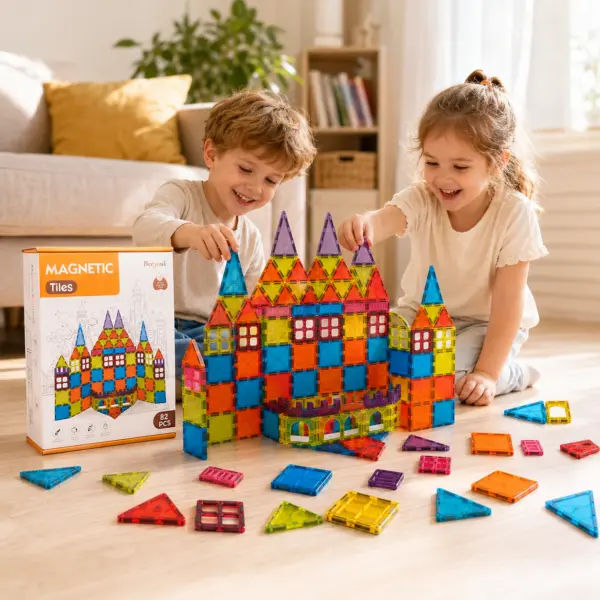 Magnetbausteine Set 82-teilig für Kinder ab 3 Jahren – Magnetische Bauklötze