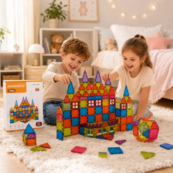 Magnetbausteine Set 82-teilig für Kinder ab 3 Jahren – Magnetische Bauklötze