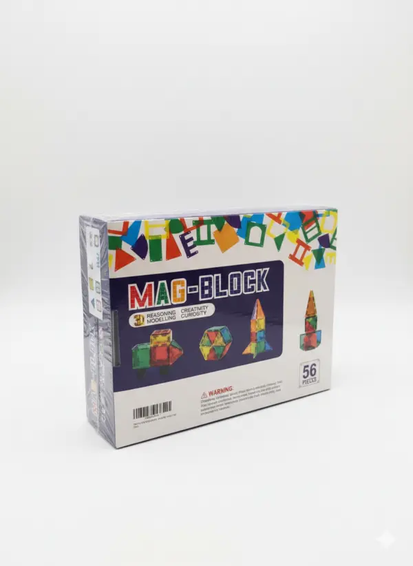 Magnetspiele für Kinder MAG-BLOCK Magnetbausteine Set – 56 Teile | Kreatives Lernspielzeug für Kinder ab 3 Jahren