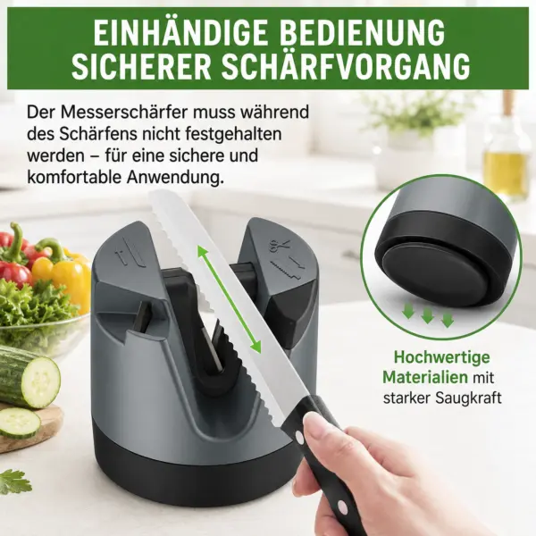 Messerschärfer mit automatischer Winkeleinstellung für Messer mit gerader Klinge, gezackte Messer und Scheren