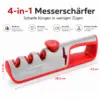 4-in-1 Messerschärfer mit Winkeleinstellung – Grau/Rot