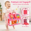 Montessori Haus Spielzeug ab 18 Monaten – Lernspielzeug mit Musik, Formen, Telefon, Xylophon, Steckspiel & Motorik-Spielhaus für Kleinkinder, Rosa