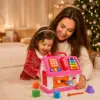 Montessori Haus Spielzeug ab 18 Monaten – Lernspielzeug mit Musik, Formen, Telefon, Xylophon, Steckspiel & Motorik-Spielhaus für Kleinkinder, Rosa