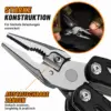 Mulifunktionswerkzeug mit Ast 17 in 1 2 7-in-1 Multifunktionswerkzeug mit Hammer, Zange, Säge & Feuerstarter – kompakter Helfer für Outdoor, Camping und Alltag