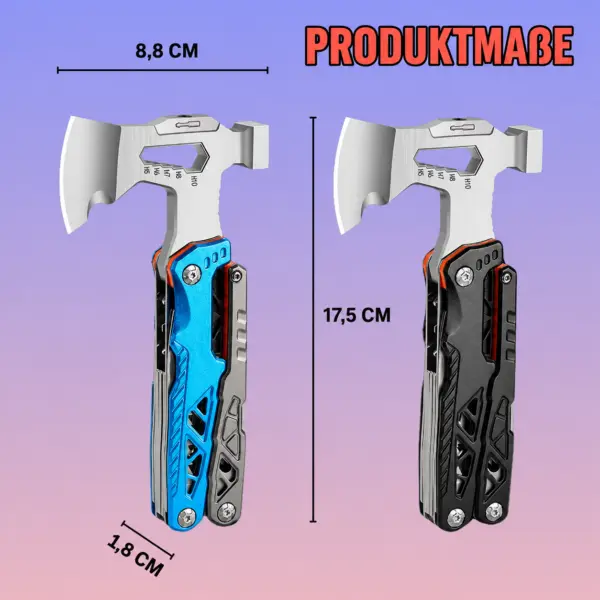 Mulifunktionswerkzeug mit Ast 17 in 1 3 7-in-1 Multifunktionswerkzeug mit Hammer, Zange, Säge & Feuerstarter – kompakter Helfer für Outdoor, Camping und Alltag