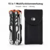 Multitool mit Zange 15 in 1 – Multifunktionswerkzeug schwarz mit Messer, Säge, Schere & Schraubendreher inkl. Nylontasche für Camping & Outdoor
