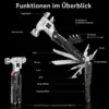 Multitool mit Hammer, Zange & Schraubendreher-Bits – Kompaktes 17-cm-Multifunktionswerkzeug mit Tasche, schwarz