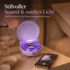Kabelloser Muschel-Lautsprecher mit LED-Ambientelicht, USB-C und TWS-Funktion – Lila
