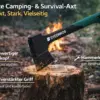 Outdoor Axt mit Schutzhülle – robuste Camping Spaltaxt aus gehärtetem Stahl, rutschfester Griff, integrierter Hammer Outdoor Axt mit Schutzhülle – robuste Camping- & Spaltaxt aus gehärtetem Stahl, rutschfester Griff, integrierter Hammer