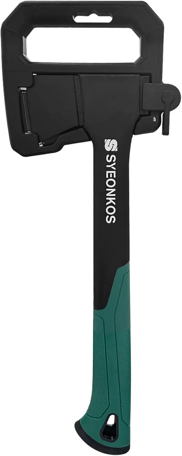 Outdoor Axt mit Schutzhülle – robuste Camping- & Spaltaxt aus gehärtetem Stahl, rutschfester Griff, integrierter Hammer