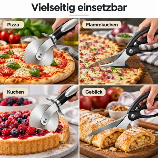 2-teiliges Pizza-Schneideset mit Pizzaschere & Pizzaschneider