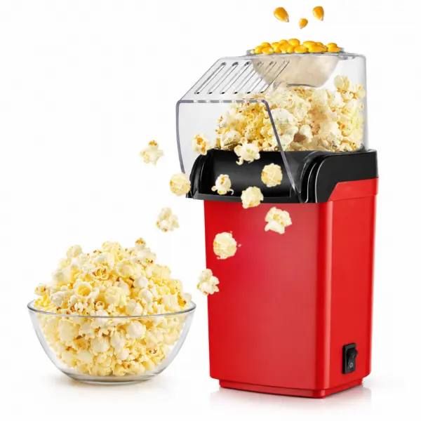 Popcornmaschine Heißluft – rote Popcorn Maker Maschine für frisches Popcorn ohne Öl