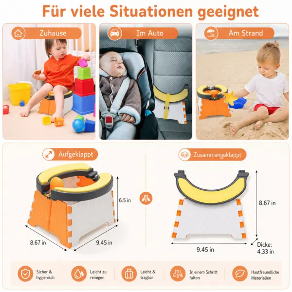 Tragbares Kinder-Töpfchen – faltbar mit Spritz