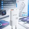 Schnellladegerät 20 W DERICO 20W Schnellladegerät – USB-C PD & USB-A QC 3.0 Netzteil mit 2 Anschlüssen, kompakter EU-Stecker für Smartphone, Tablet, Kopfhörer und mehr