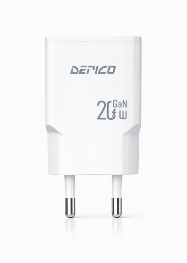 Schnellladegerät ohne Kabel flach DERICO 20W Schnellladegerät – USB-C PD & USB-A QC 3.0 Netzteil mit 2 Anschlüssen, kompakter EU-Stecker für Smartphone, Tablet, Kopfhörer und mehr