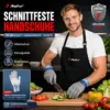 Schnittfester Handschuh Größe M mit verstellbarem Handgelenkband, lebensmittelecht, touchscreenfähig, waschbar, inkl. Nylonhandschuh & Aufhängehaken